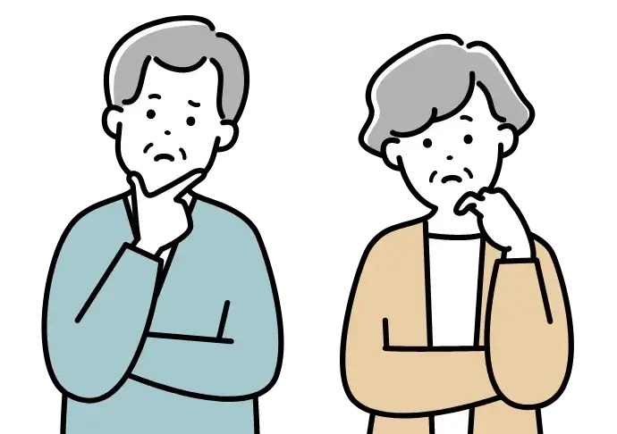 悩む２人のイラスト